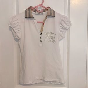 Burberry plaid white rhinestone y2k girls top